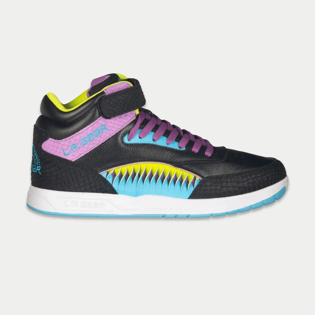 LA Gear Women's Hightop Flame 6.5 / Black x Purple x Turquoise