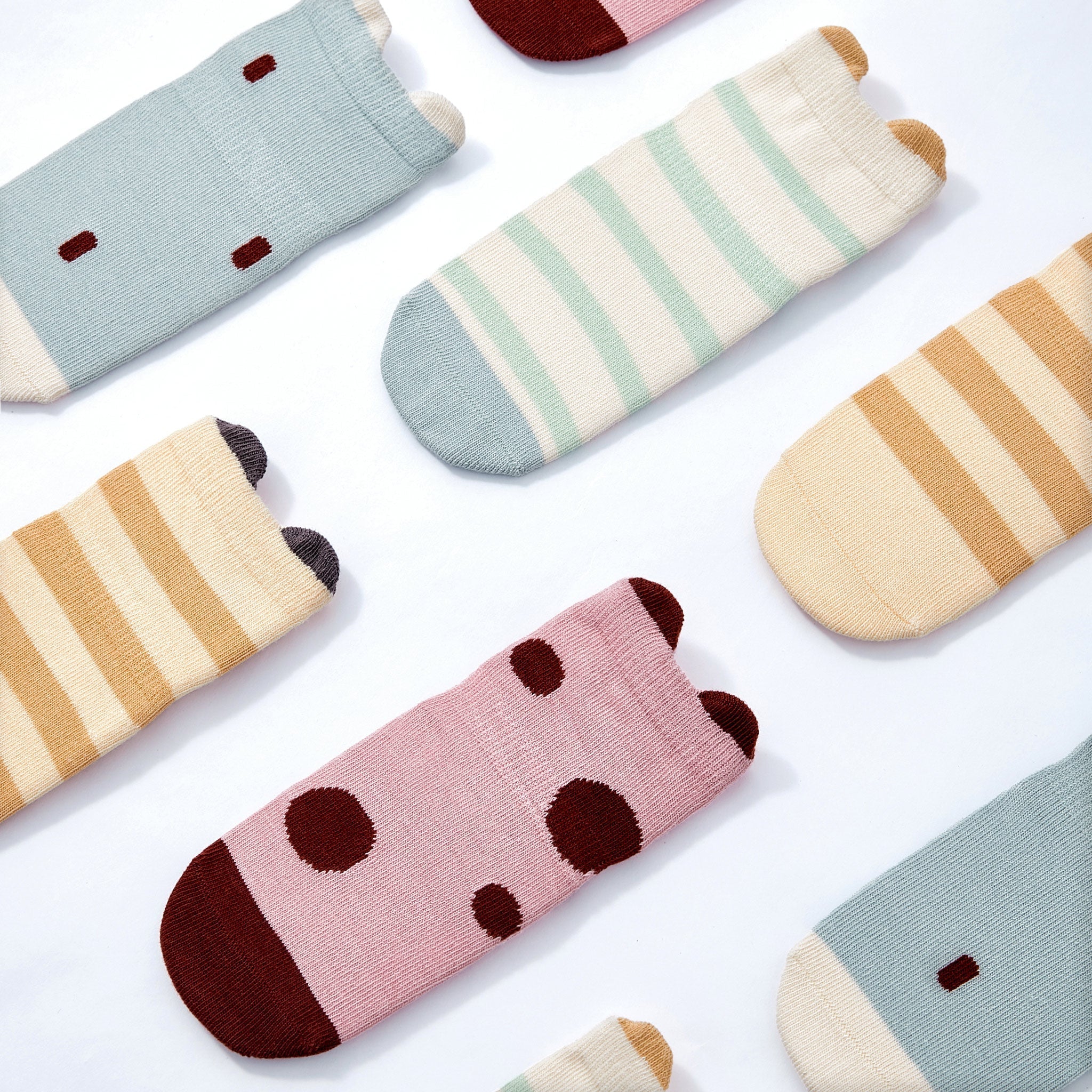 Ladybug & Friends- Organic- 4 Pairs of Stay-On Baby & Toddler Non-Slip Socks