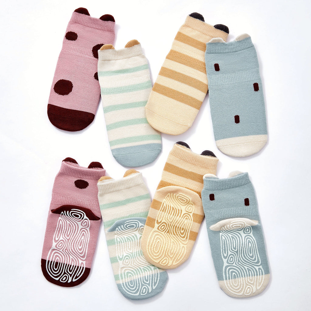 Ladybug & Friends- Organic- 4 Pairs of Stay-On Baby & Toddler Non-Slip Socks