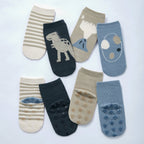 Dinosaur- Organic- 4 Pairs of Stay-On Baby & Toddler Non-Slip Socks