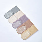 Organic Cotton Socks- Beige & Brown- 4 Pairs of Stay-On Baby & Toddler Non-Slip Socks