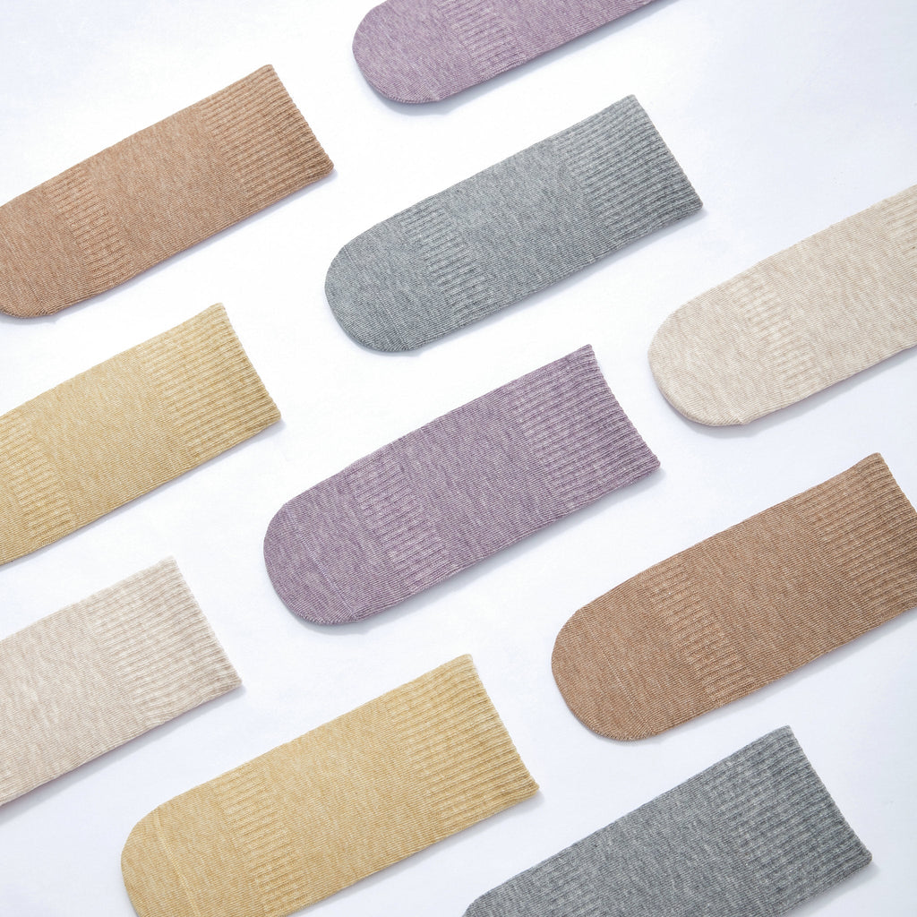 Organic Cotton Socks- Grey & Lemon- 4 Pairs of Stay-On Baby & Toddler Non-Slip Socks