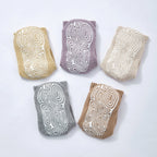 Organic Cotton Socks- Lavender & Brown- 4 Pairs of Stay-On Baby & Toddler Non-Slip Socks