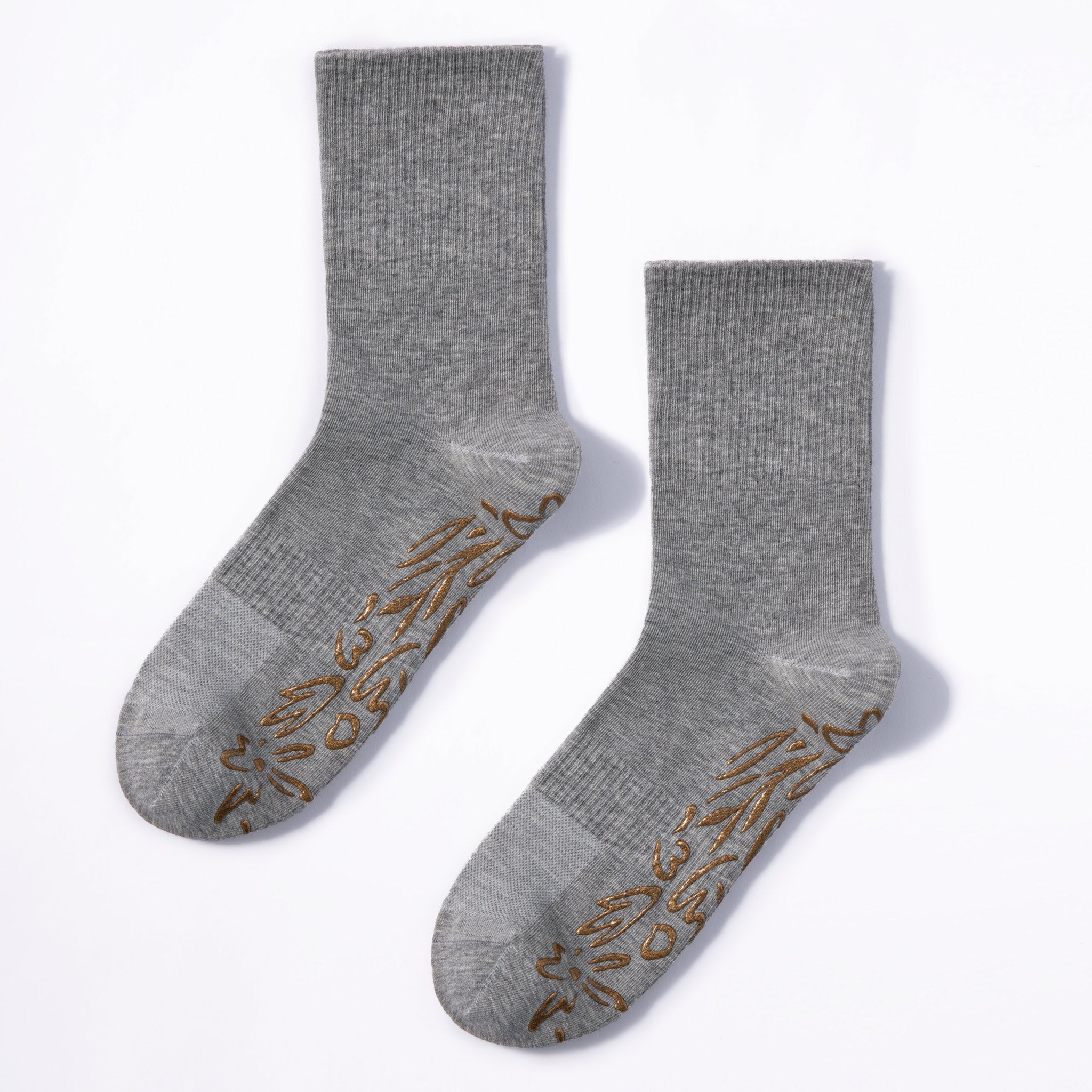 Adult Organic Cotton Non-Slip Socks — Grey Grip Socks, 2 Pairs | Serene Socks