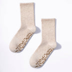 Adult Organic Cotton Non-Slip Socks — Beige Grip Socks, 2 Pairs | Serene Socks