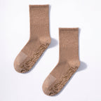 Adult Organic Cotton Non-Slip Socks — Brown Grip Socks, 2 Pairs | Serene Socks