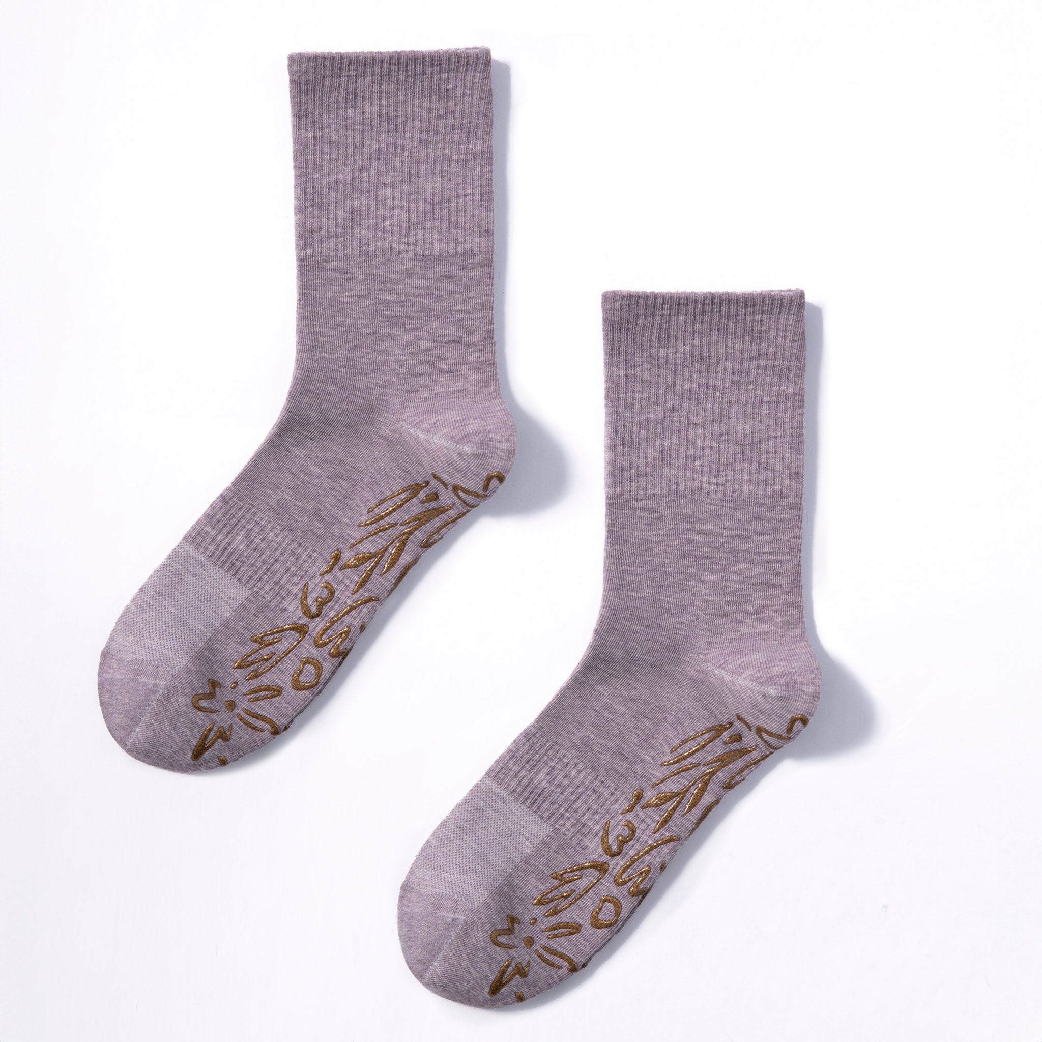 Adult Organic Cotton Non-Slip Socks — Lavender Grip Socks, 2 Pairs | Serene Socks