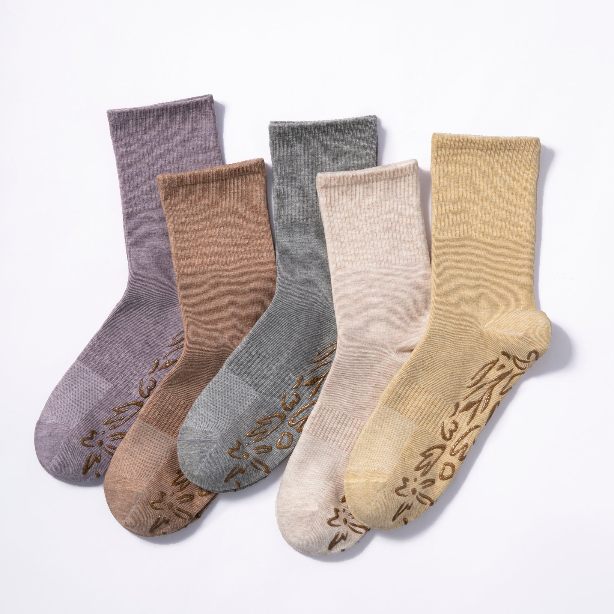Adult Organic Cotton Non-Slip Socks — Beige Grip Socks, 2 Pairs | Serene Socks