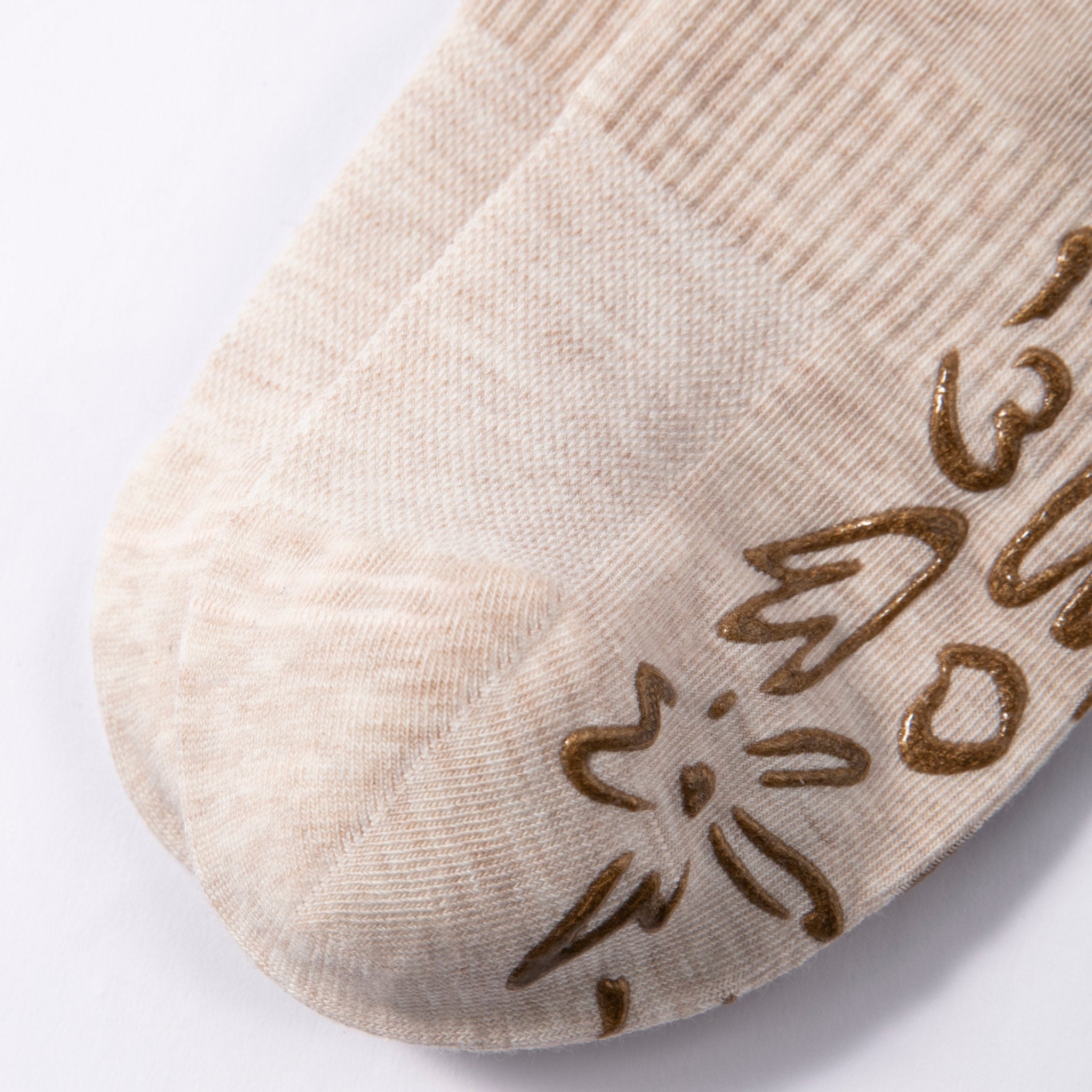 Adult Organic Cotton Non-Slip Socks — Beige Grip Socks, 2 Pairs | Serene Socks