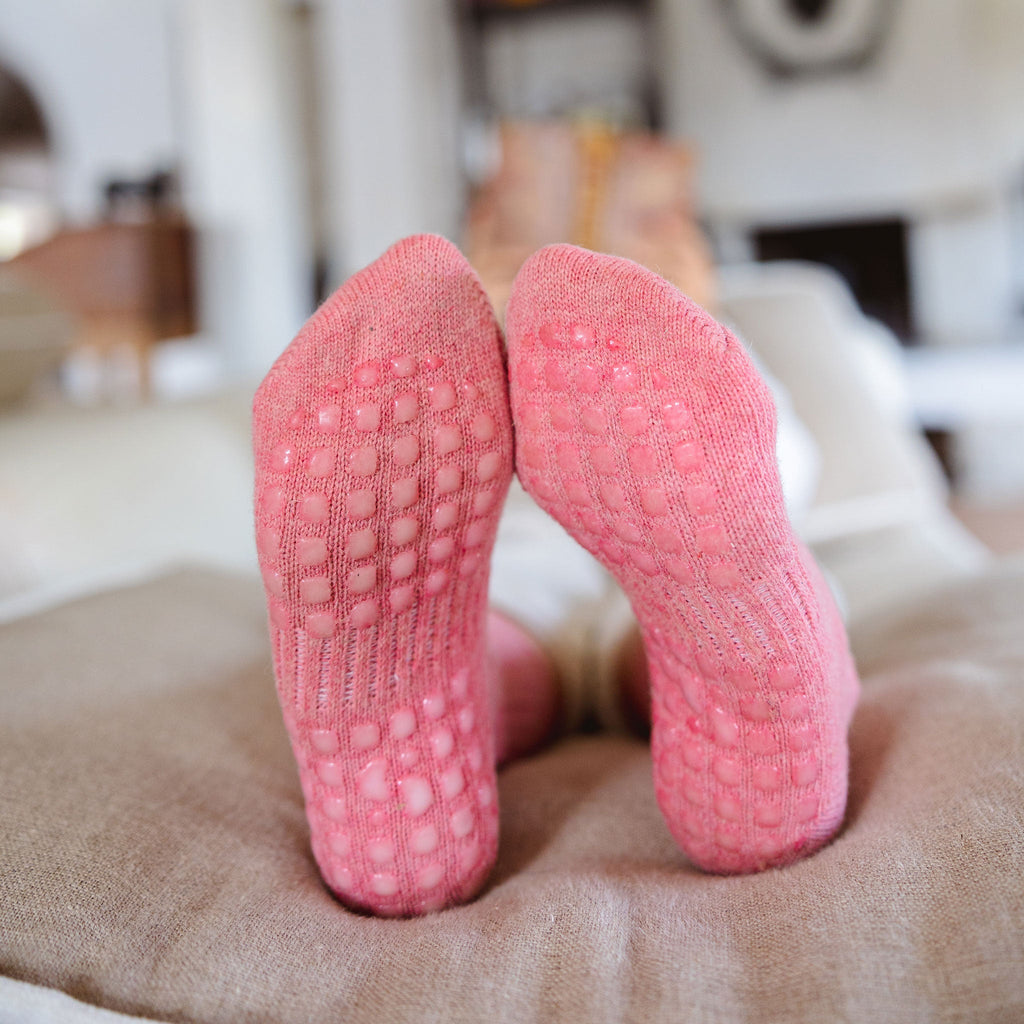 Adult Merino Wool Non-Slip Socks — Coral, 1 Pair | Serene Socks