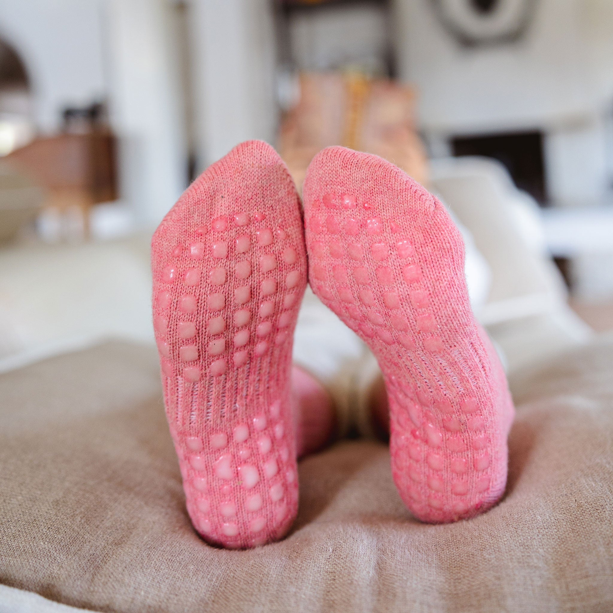 Adult Merino Wool Non-Slip Socks — Coral, 1 Pair | Serene Socks