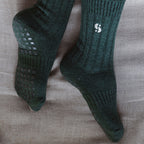 Adult Merino Wool Non-Slip Socks — Dark Green, 1 Pair | Serene Socks
