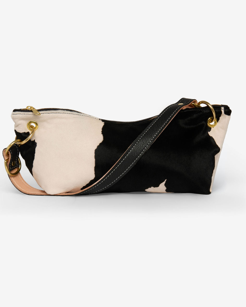 Blair Shoulder Bag, Cow Print Calf Hair-Black Leather