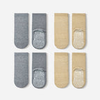 Organic Cotton Socks- Grey & Lemon- 4 Pairs of Stay-On Baby & Toddler Non-Slip Socks