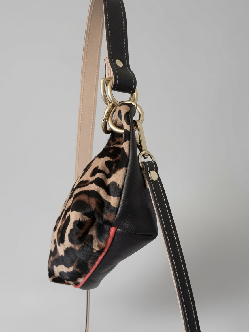 Baby Blair Shoulder Bag, Leopard Print Calf Hair-Black Leather-Available for Pre-Order
