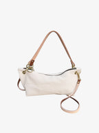 Blair Shoulder Bag, Cream Embossed Leather