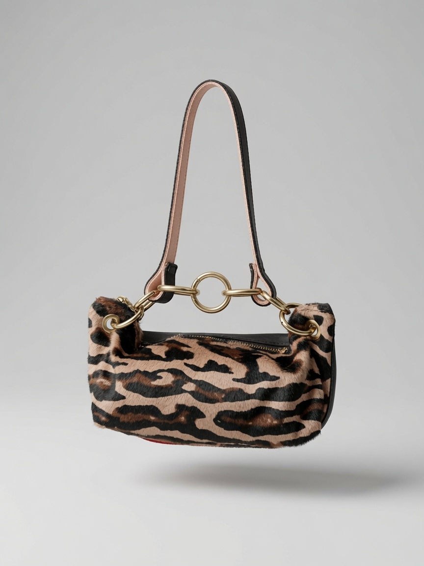 Baby Blair Shoulder Bag, Leopard Print Calf Hair-Black Leather-Available for Pre-Order