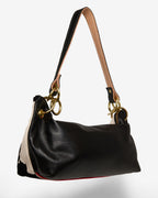 Blair Shoulder Bag, Cow Print Calf Hair-Black Leather
