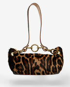 Baby Blair Shoulder Bag, Leopard Print Calf Hair-Black Leather