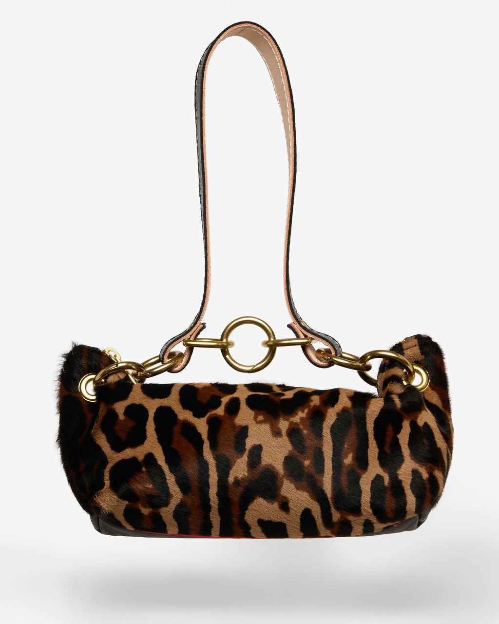 Baby Blair Shoulder Bag, Leopard Print Calf Hair-Black Leather