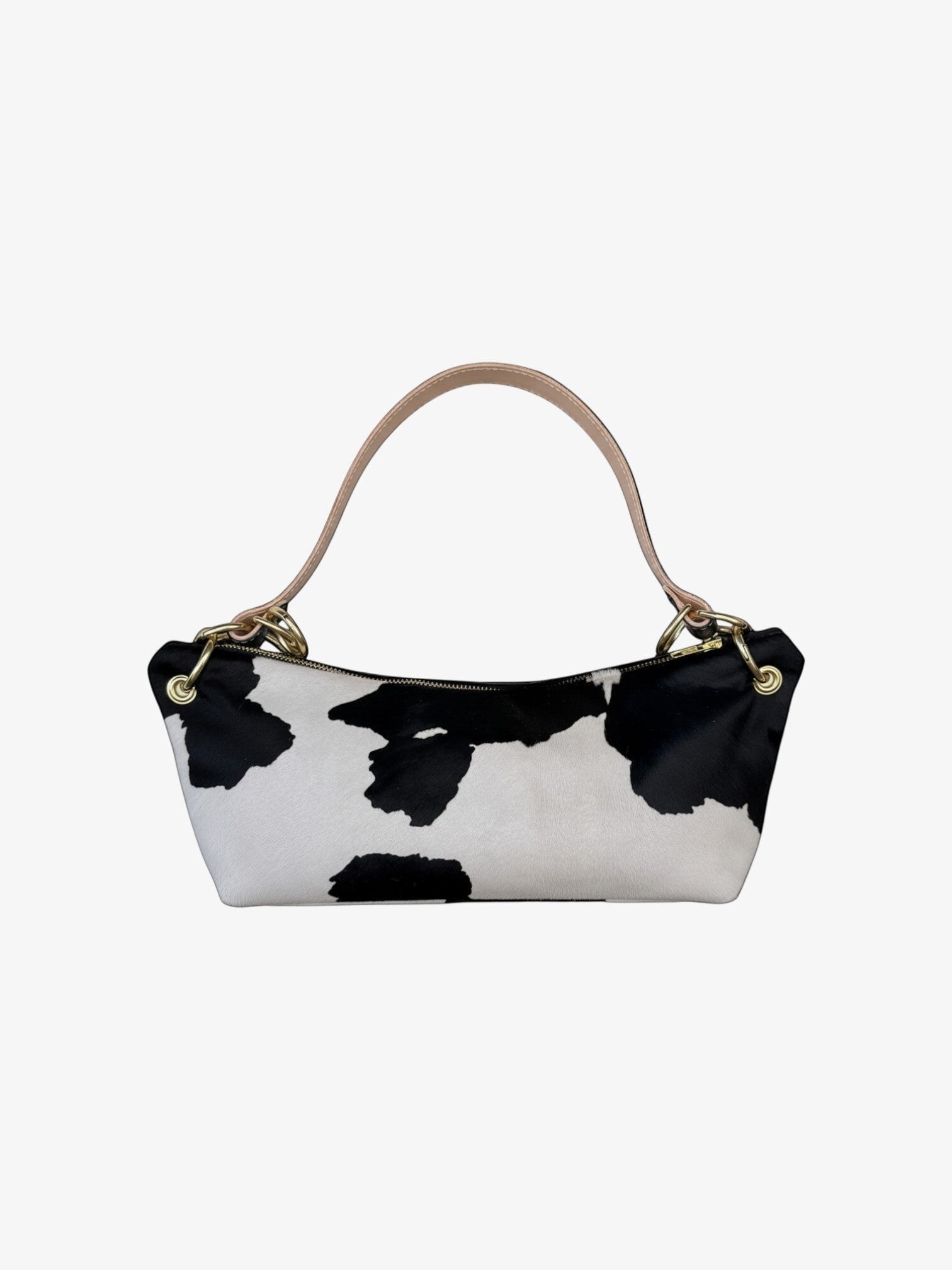 Blair Shoulder Bag, Cow Print Hair-On Hide-Black Leather