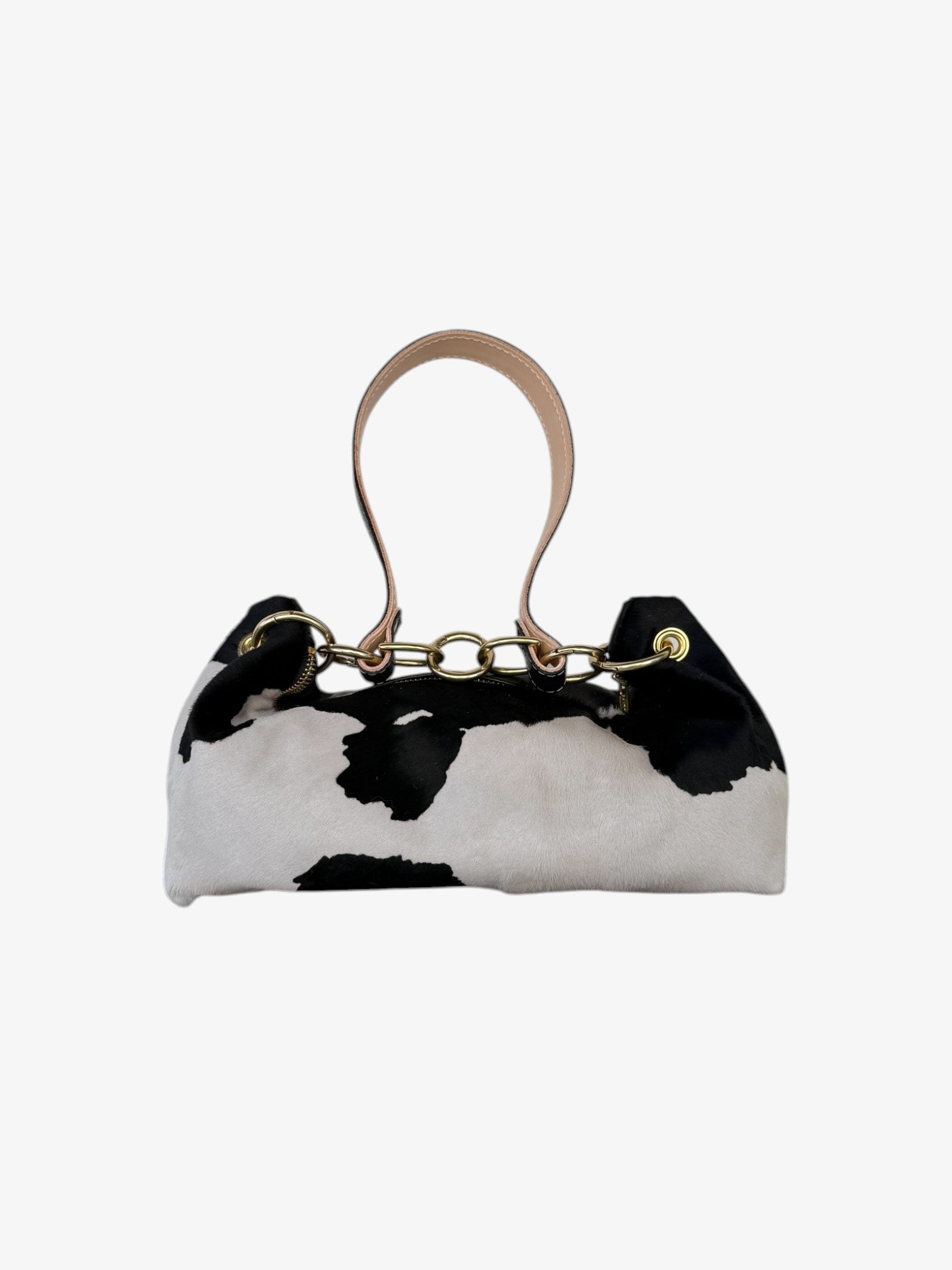 Blair-East West Shoulder Bag, Cow Print-Black