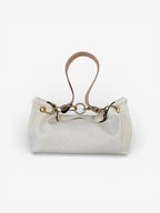 Blair Shoulder Bag, Cream Embossed Leather