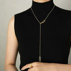 PT330G B.Tiff Adjustable Rolo Lariat Chain Necklace with Paperclip Links