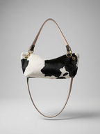 Blair Shoulder Bag, Cow Print Calf Hair-Black Leather