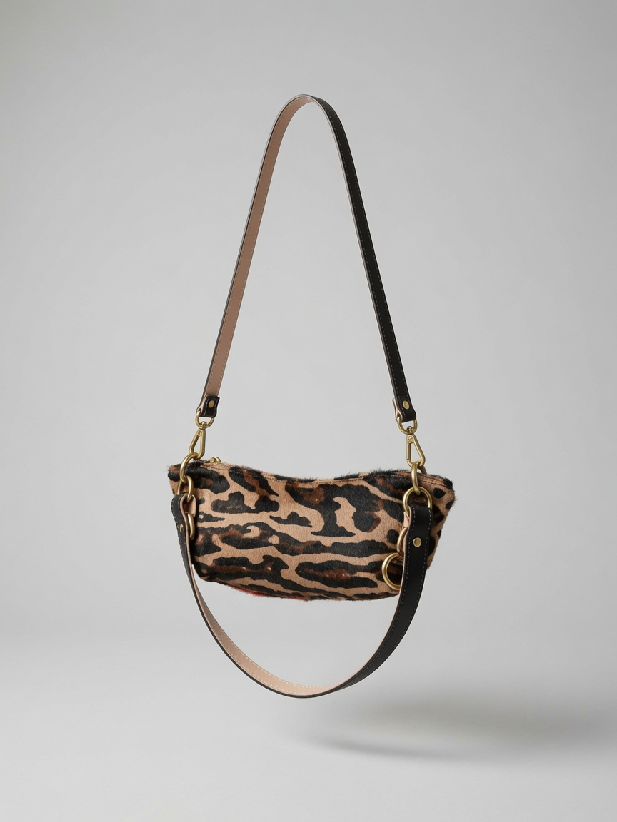 Baby Blair Shoulder Bag, Leopard Print Calf Hair-Black Leather-Available for Pre-Order