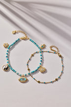 Turquoise Enameled Chain Coin Station Anklet