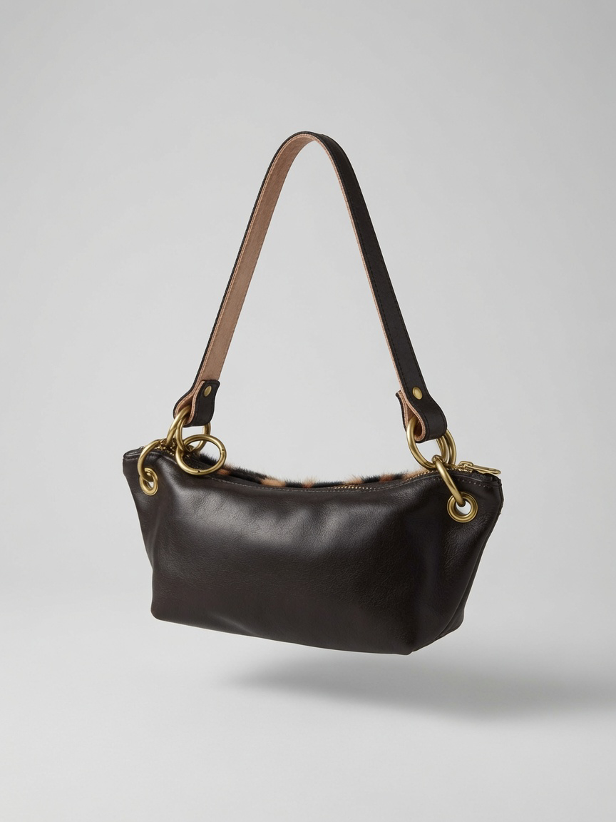 Baby Blair Shoulder Bag, Leopard Print Calf Hair-Black Leather-Available for Pre-Order
