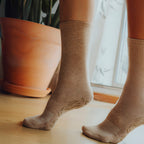 Adult Organic Cotton Non-Slip Socks — Brown Grip Socks, 2 Pairs | Serene Socks