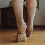 Adult Organic Cotton Non-Slip Socks — Brown Grip Socks, 2 Pairs | Serene Socks
