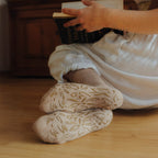 Adult Organic Cotton Non-Slip Socks — Beige Grip Socks, 2 Pairs | Serene Socks