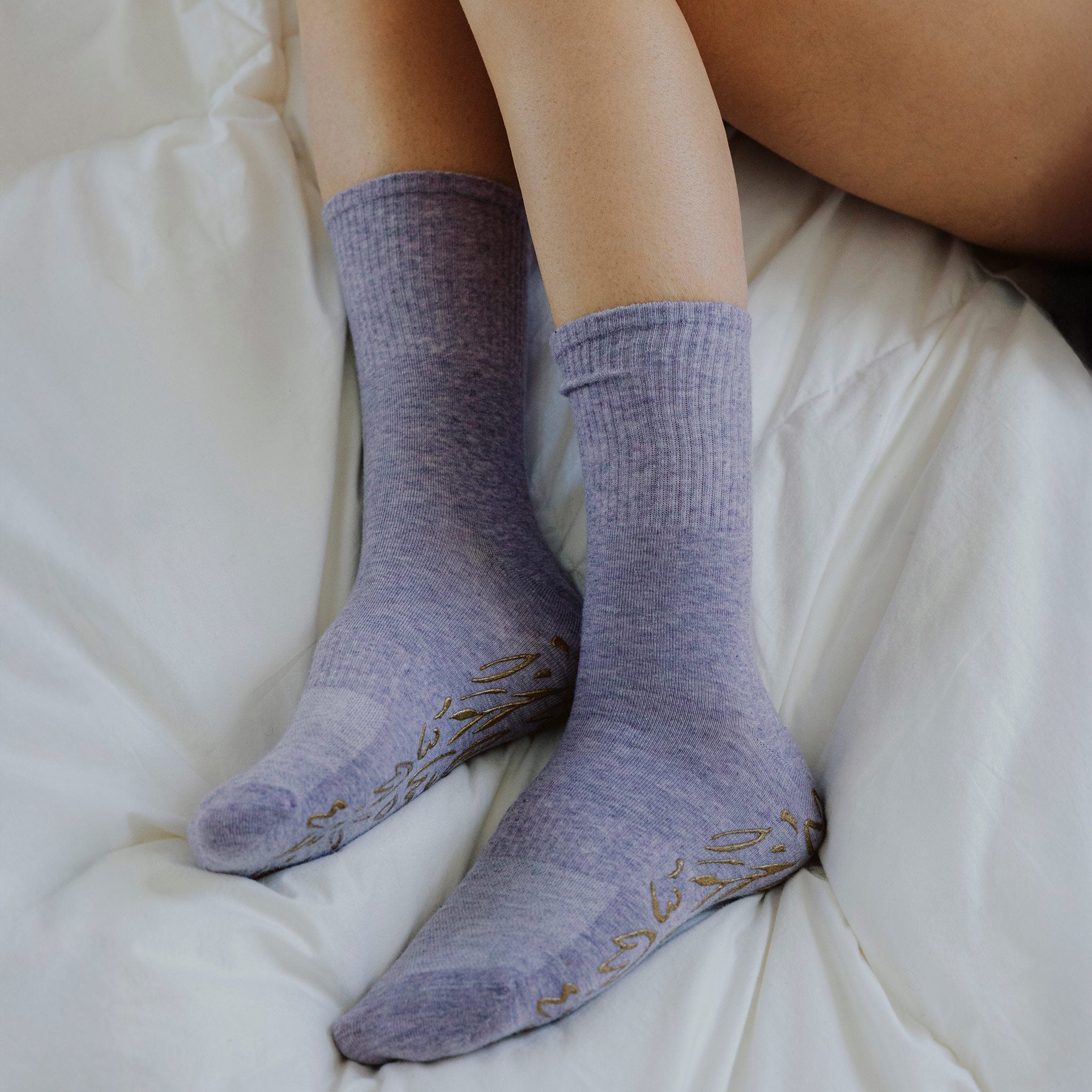 Adult Organic Cotton Non-Slip Socks — Lavender Grip Socks, 2 Pairs | Serene Socks