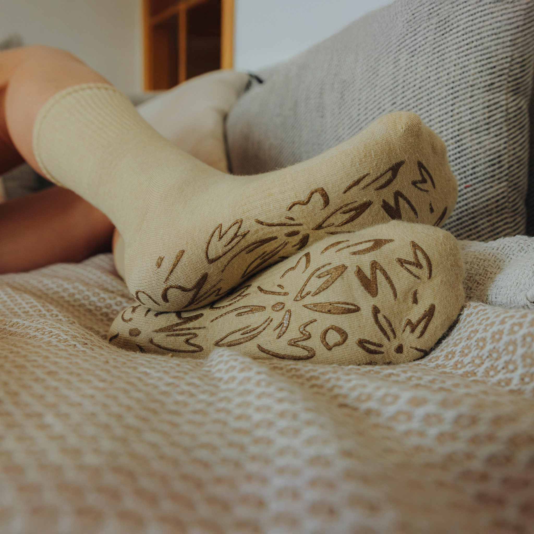 Adult Organic Cotton Non-Slip Socks — Lemon Grip Socks, 2 Pairs | Serene Socks