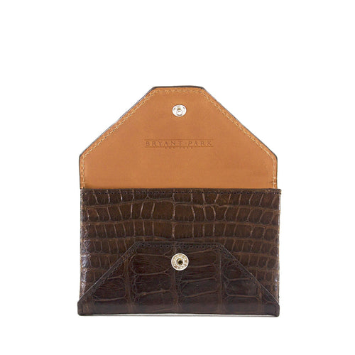 Brown Genuine Alligator Envelope Wallet with Hidden Snap | h5041