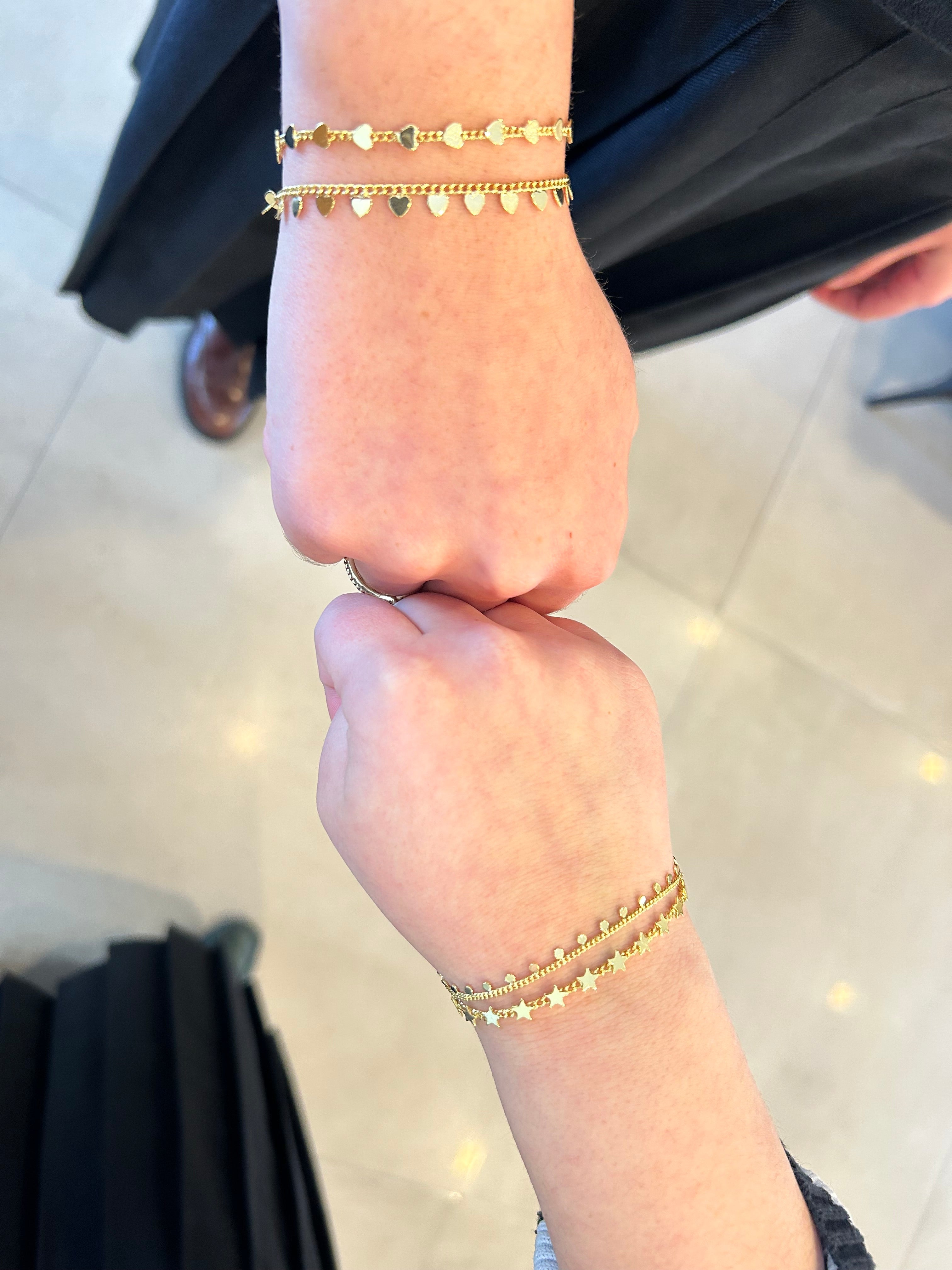 14K Gold Plated Link & Disc Dangles Bracelet