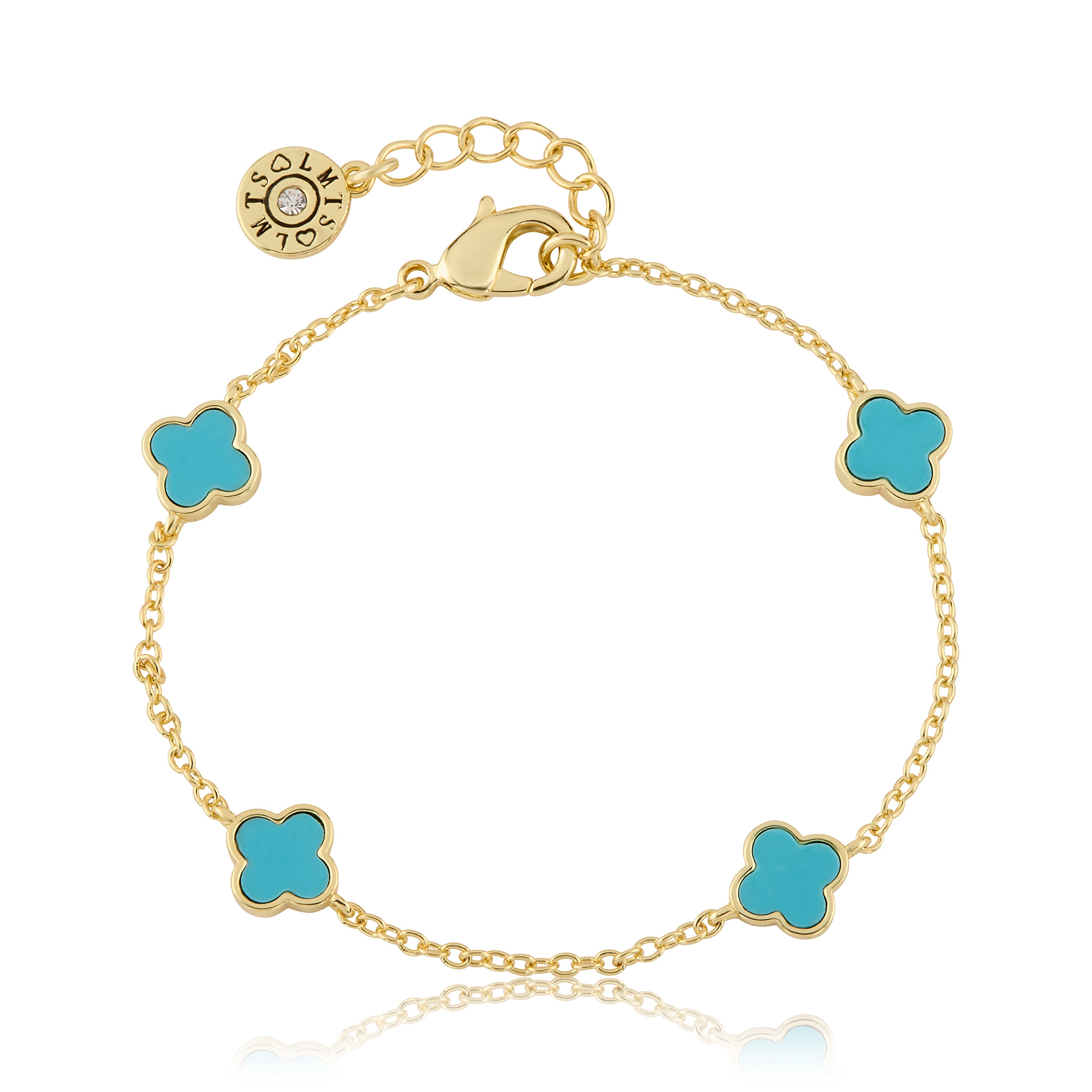 14K Gold Plated 8mm Clover Station Chain Bracelet