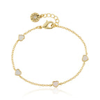 14K Gold Plated 5mm Heart Station Chain Bracelet