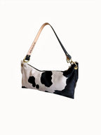 Blair Shoulder Bag, Cow Print-Black