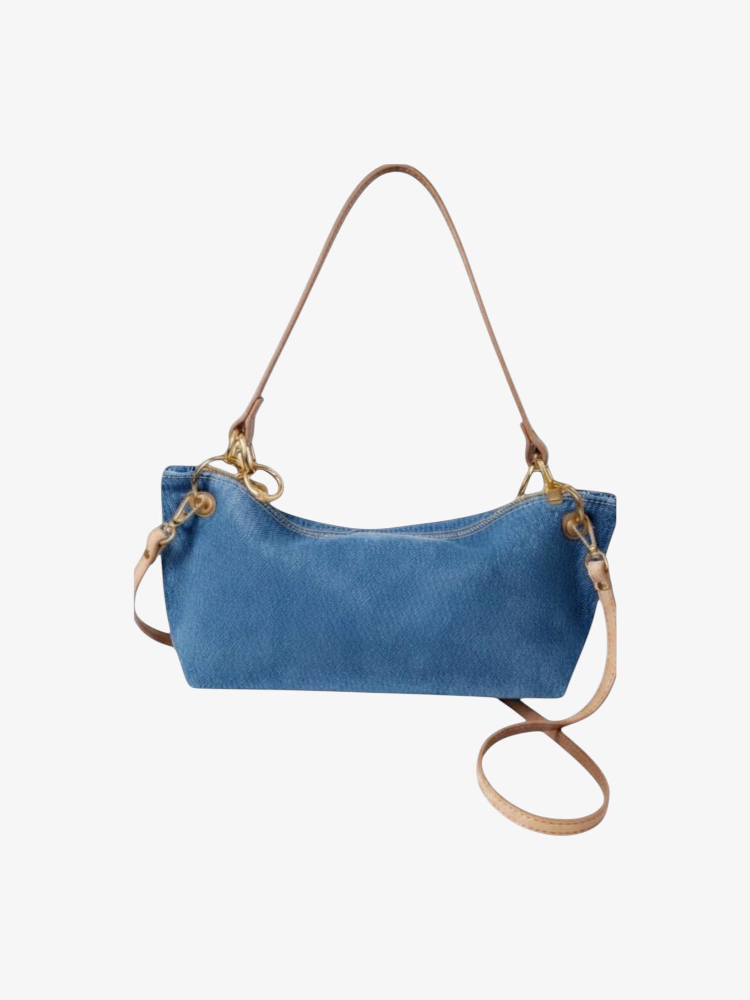 Blair-East West Shoulder Bag, Denim Leather