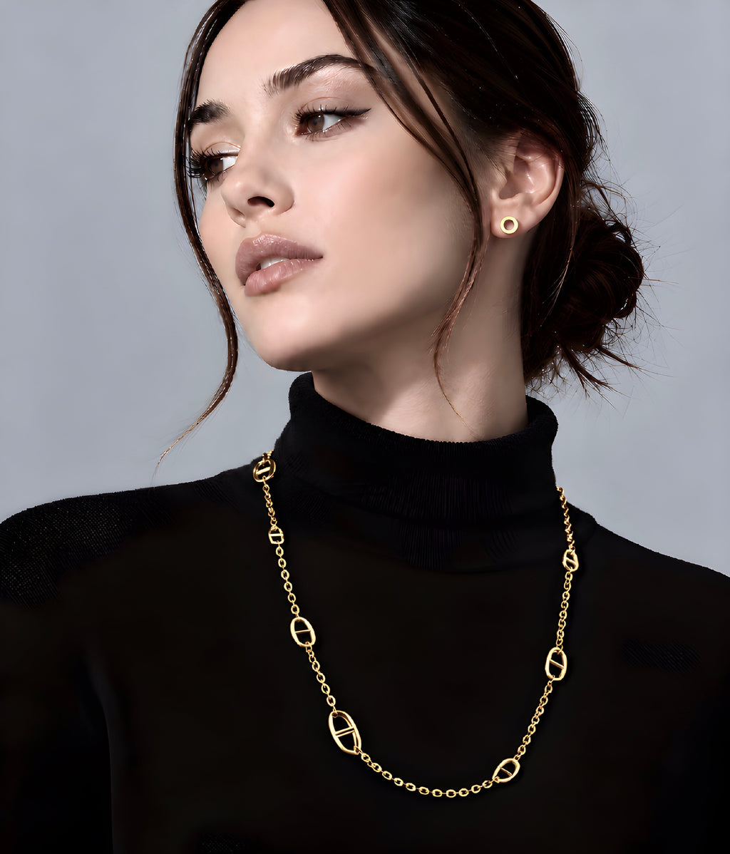 C008G B.Tiff Gold Garlande Lariat Chain Necklace