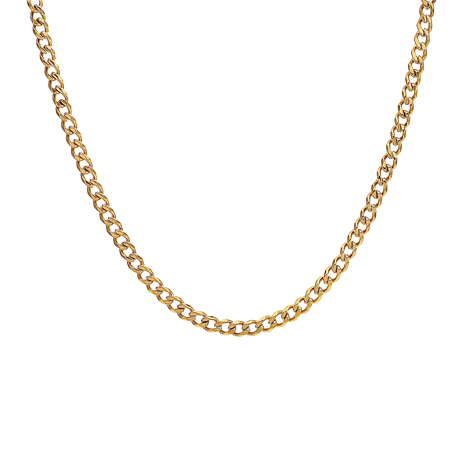 C014G B.Tiff 4mm Gold Curb Link Chain Necklace