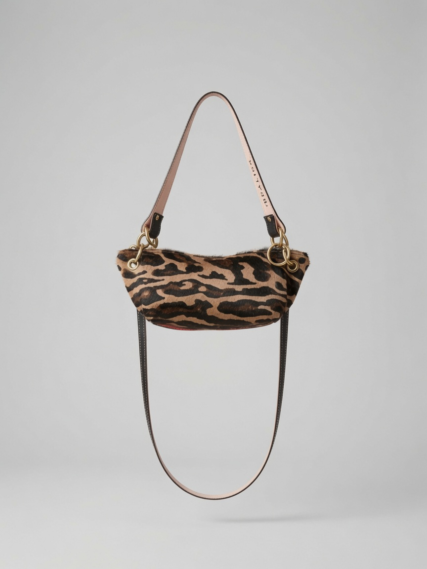 Baby Blair Shoulder Bag, Leopard Print Calf Hair-Black Leather-Available for Pre-Order