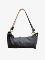 Blair Shoulder Bag, Cow Print Calf Hair-Black Leather