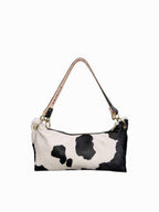 Blair Shoulder Bag, Cow Print Calf Hair-Black Leather