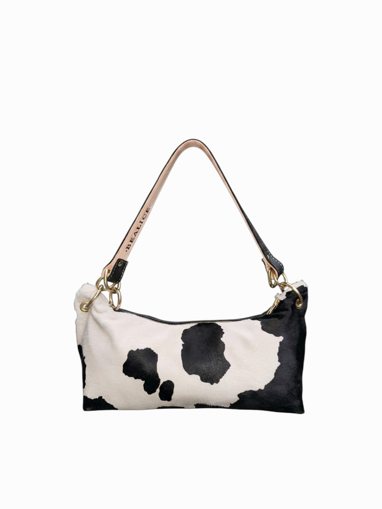 Blair Shoulder Bag, Cow Print Calf Hair-Black Leather