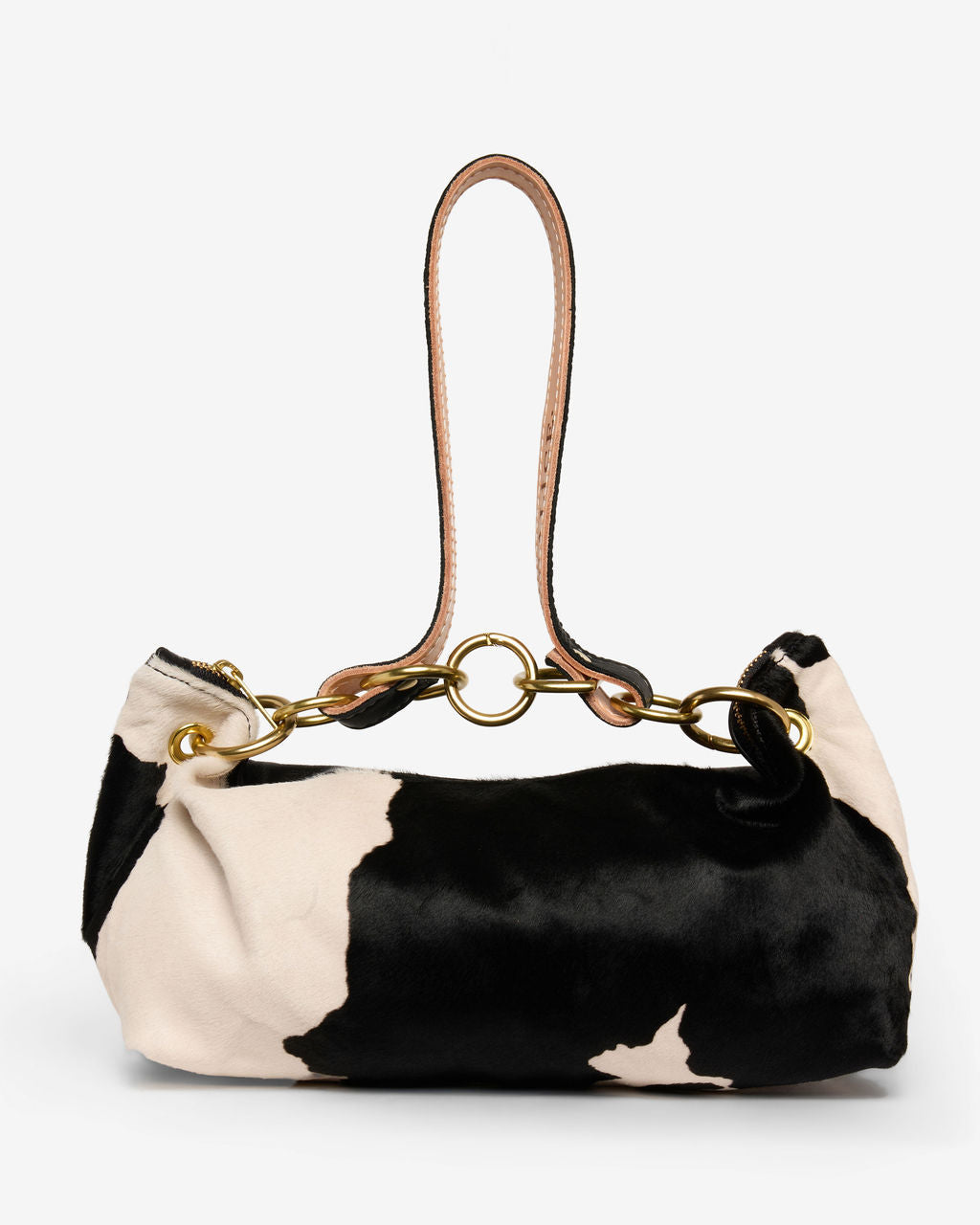 Blair Shoulder Bag, Cow Print Calf Hair-Black Leather